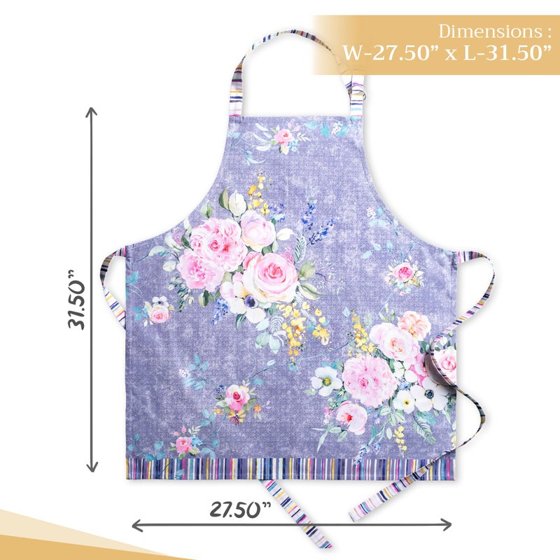 Maison d' Hermine Apron for women 100% Cotton 27.50"x31.50" 1 Piece Adjustable Neck Strap & long ties Apron Men, Chef, Wedding, Cooking, Server Spring/Summer (Sweet Rose Lavender - Lush) - Image 4